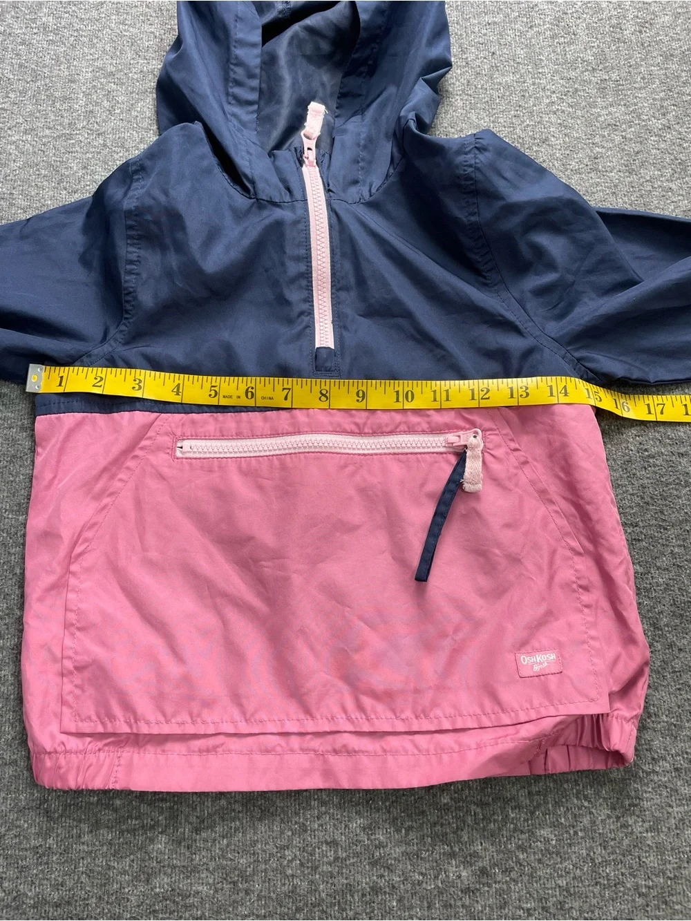 OshKosh B'gosh Girl’s 5 Packable Hooded Lightweight Windbreaker Jacket Navy Pink